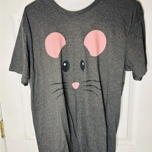 Gray T-Shirt with Pink Mouse Design